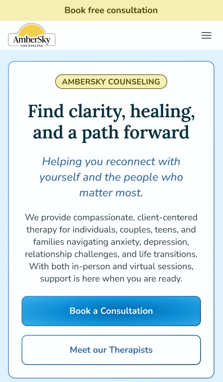 AmberSky Counseling — mobile