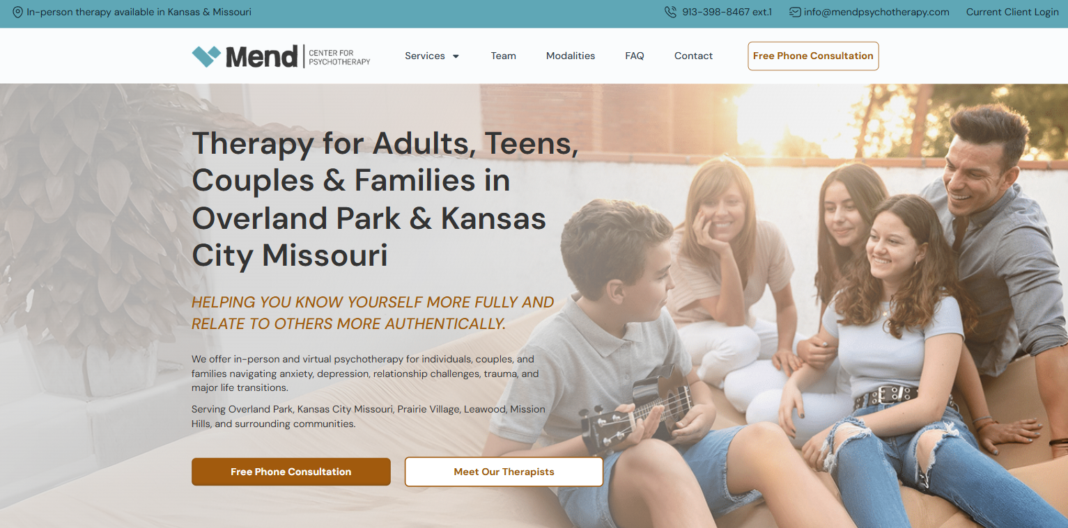 Mend Center for Psychotherapy — desktop