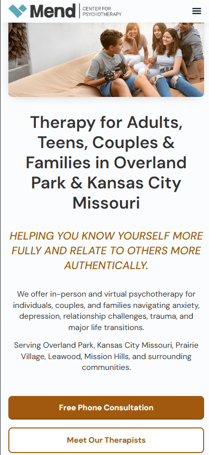 Mend Center for Psychotherapy — mobile